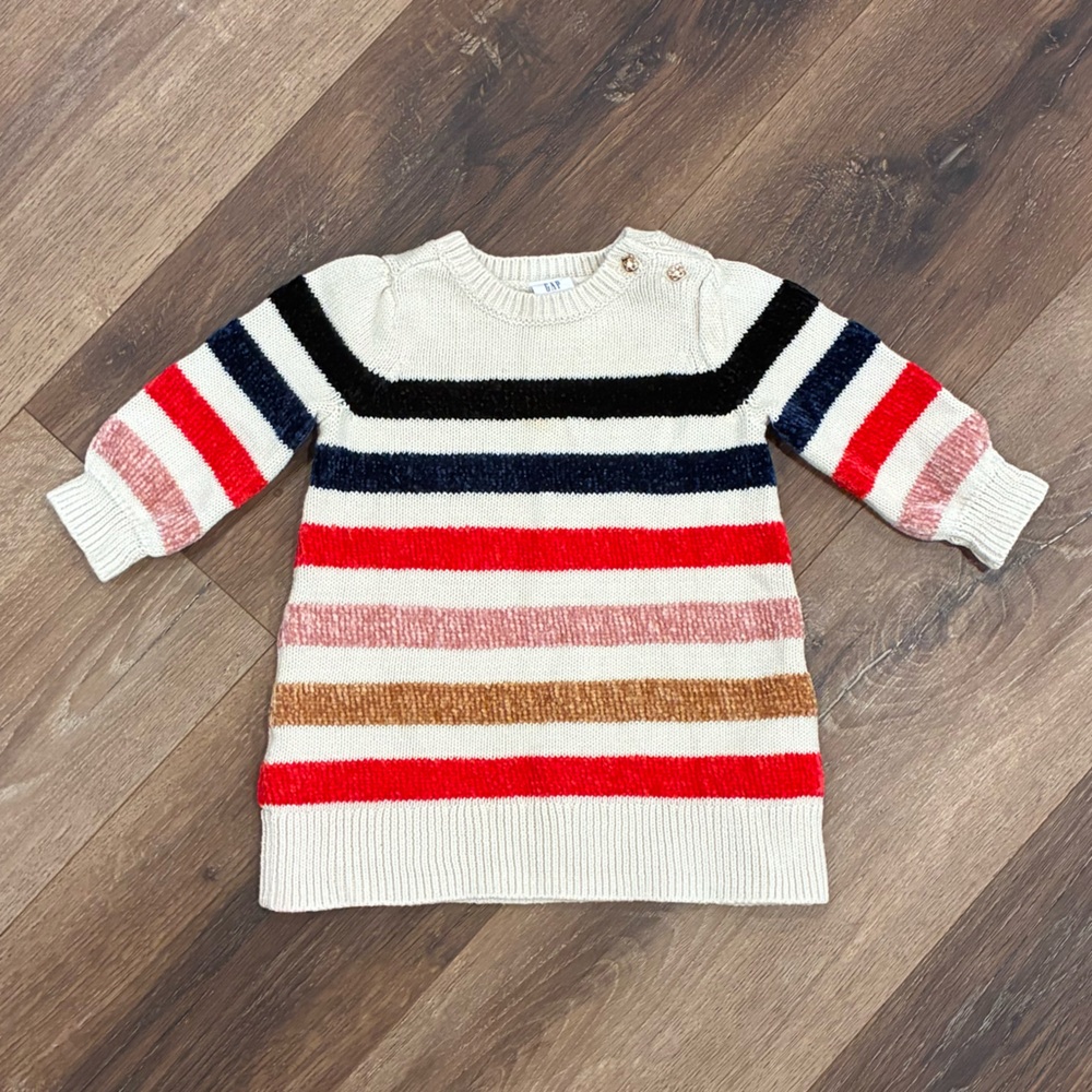 Gap Knit Sweater Dress Stripe Outfit Baby Infant 3-6m
